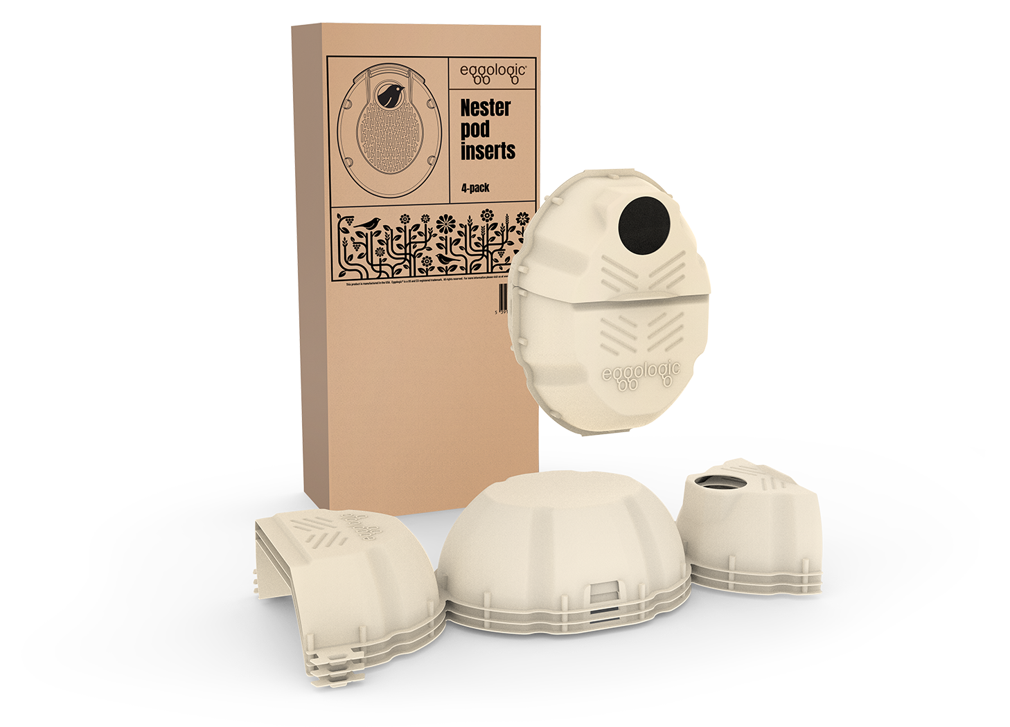 4-Pack Natural Wood-Fiber Insert for Nester Pod